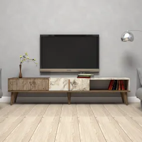 TV Stand Milan - Walnut, White Marble