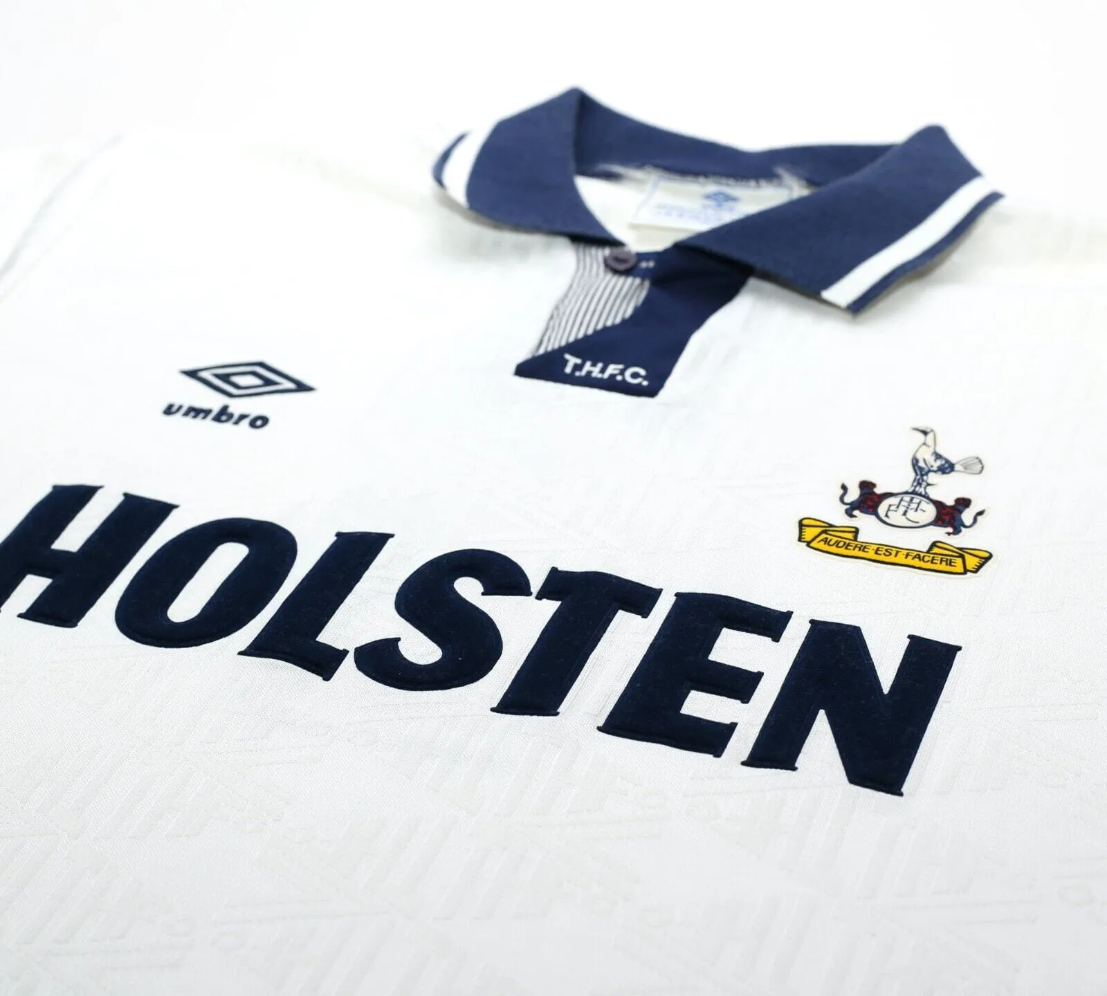 1991/93 GASCOIGNE #8 Tottenham Hotspur Vintage Umbro Home Football Shirt (L)