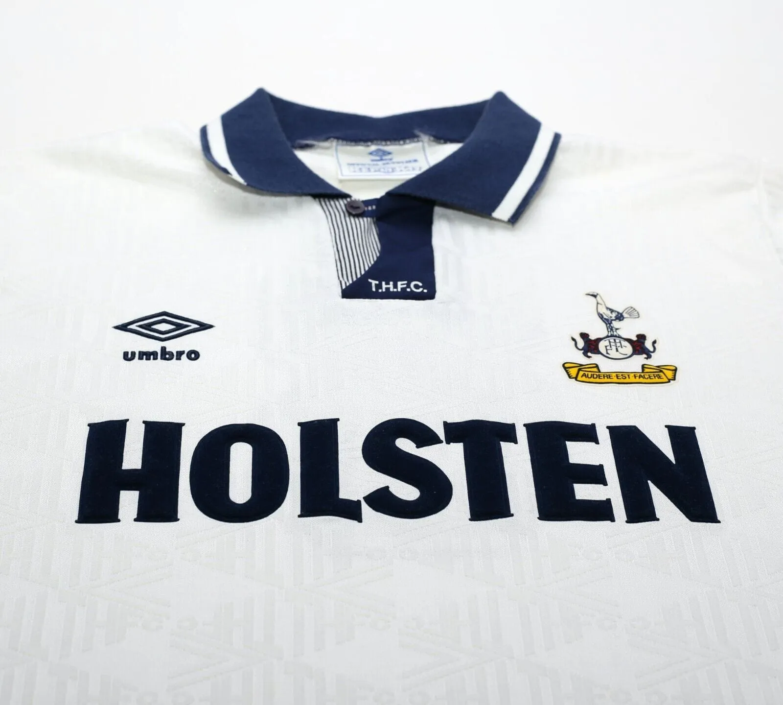 1991/93 GASCOIGNE #8 Tottenham Hotspur Vintage Umbro Home Football Shirt (L)