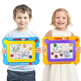 2 Pack Magnetic Drawing Board Toddler Toys for 1 2 3 Year Boys Girls Gifts, A Colorful Erasable Etch Doodle Sketch Painting Drawing Pad for Kids Educational Learning