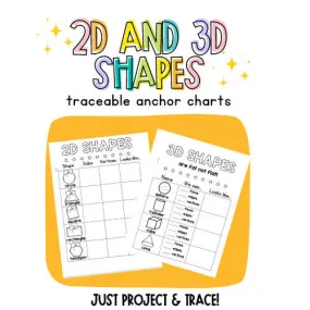 2D & 3D Shapes Traceable Anchor Charts | Printable Classroom Resource | Kinder and Kindness