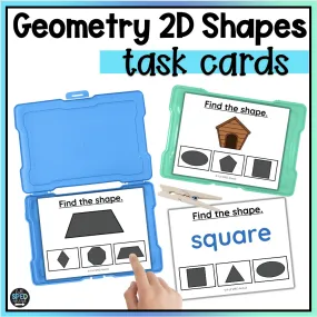 2D Shapes Geometry Math Task Cards | Special Education | Task Boxes | Printable Teacher Resources | Full SPED Ahead