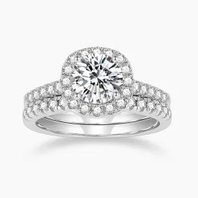 925 Sterling Silver Bridal Round Cubic Zirconia Ring Set