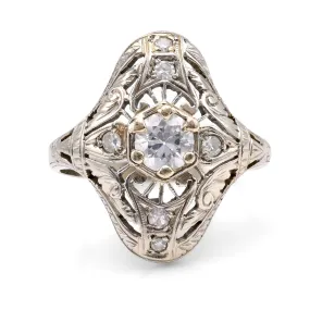 Art Deco Diamond 14K White Gold Ring