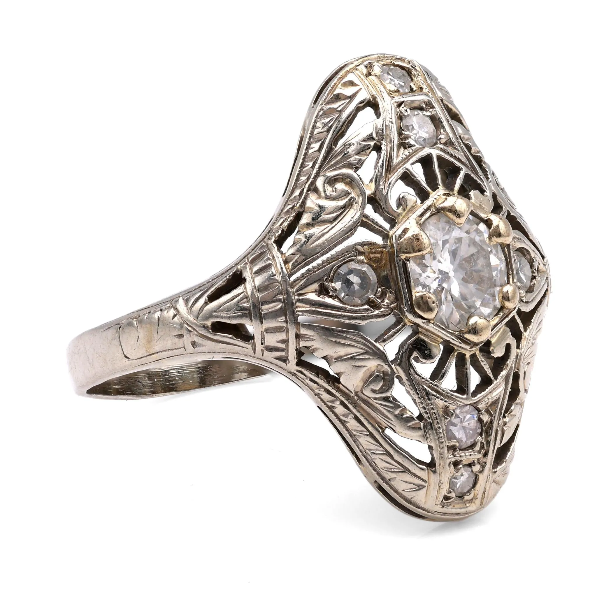 Art Deco Diamond 14K White Gold Ring