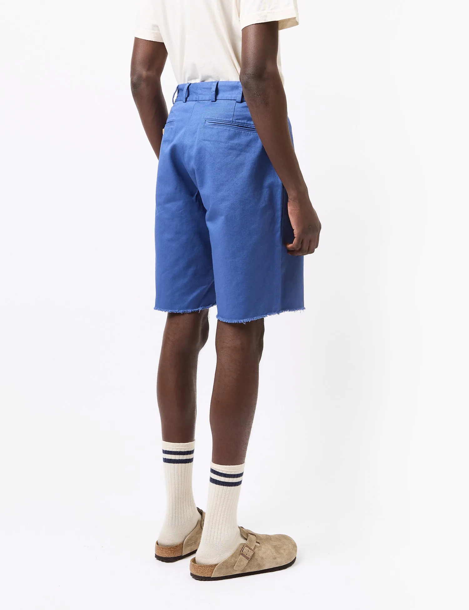 Beams Plus Cut-Off Garment Dye Shorts (Cotton Twill) - Blue