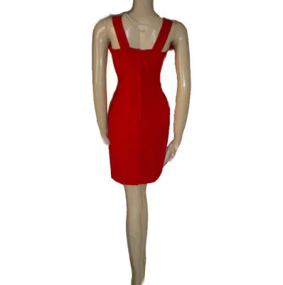 *BEAUTIFUL CDC EVENING SCARLET CREPE COCKTAIL DRESS WITH SPARKLING RHINESTONE TRIM  - PERFECT FOR VALENTINE'S DAY