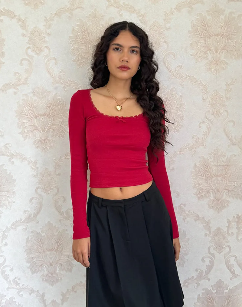 Bovita Long Sleeve Top in Adrenaline Red