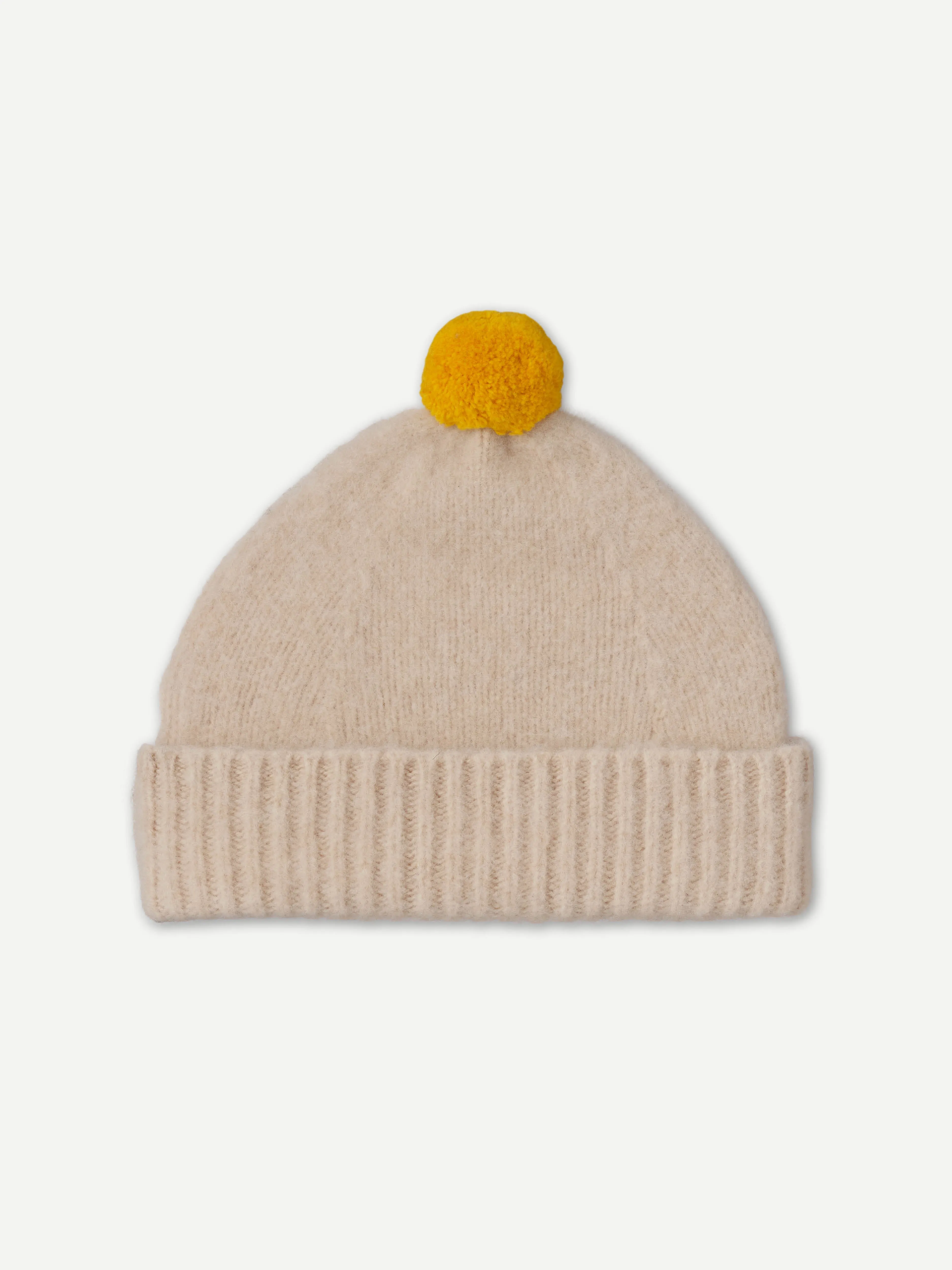 BRUSHED PLAIN HAT CONTRAST POMPOM OATMEAL & GOLDEN EYE