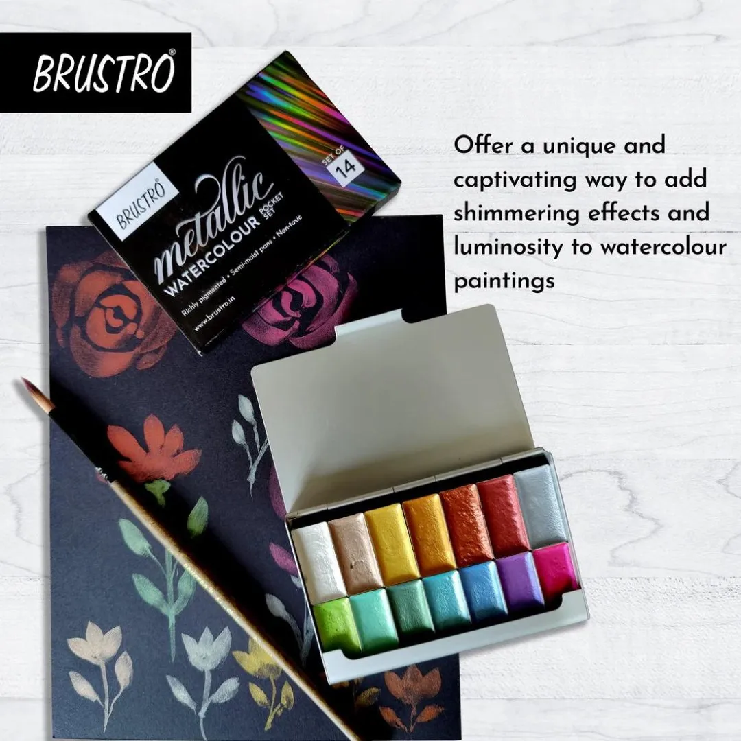 Brustro Metallic Watercolour Pocket Set Of 14