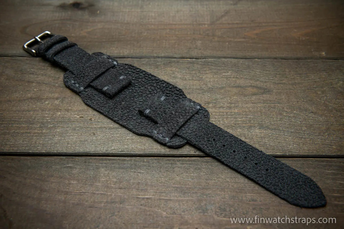 Bund style watch strap, Waterproof Horween Grey Pebble grain watch strap, handmade in Finland, Limited edition, watch lugs 10-26 mm.