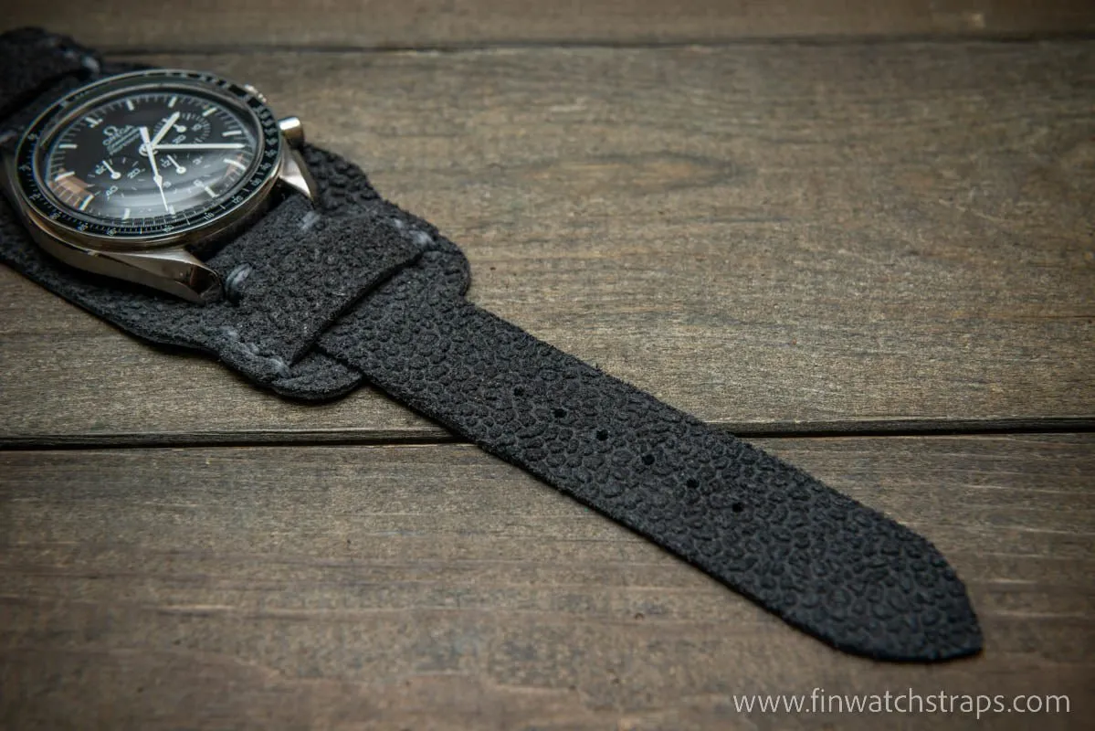 Bund style watch strap, Waterproof Horween Grey Pebble grain watch strap, handmade in Finland, Limited edition, watch lugs 10-26 mm.