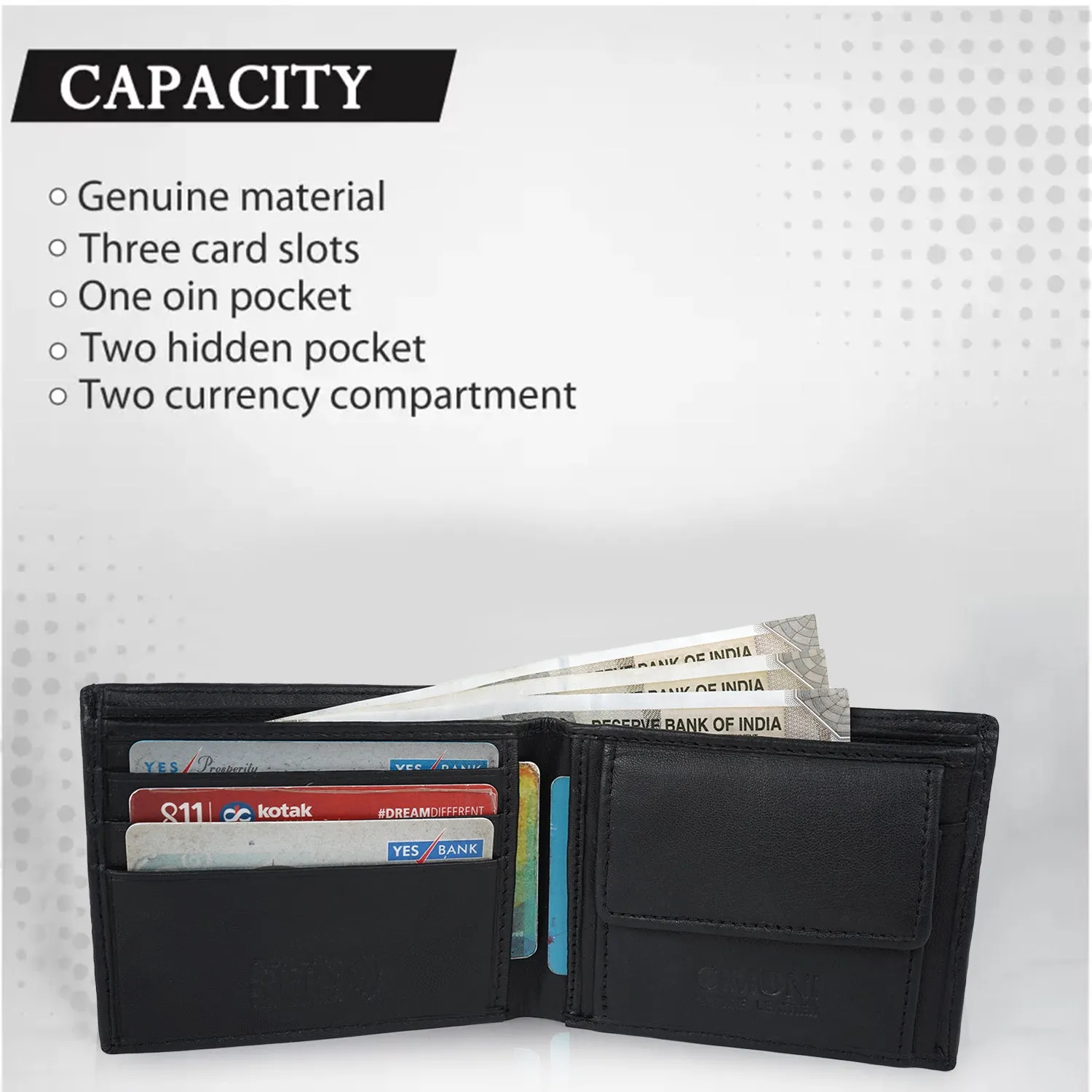 CIMONI Genuine Leather Casual 5 Credit Cards Slots with 1 Flap Coint Wallet for Men