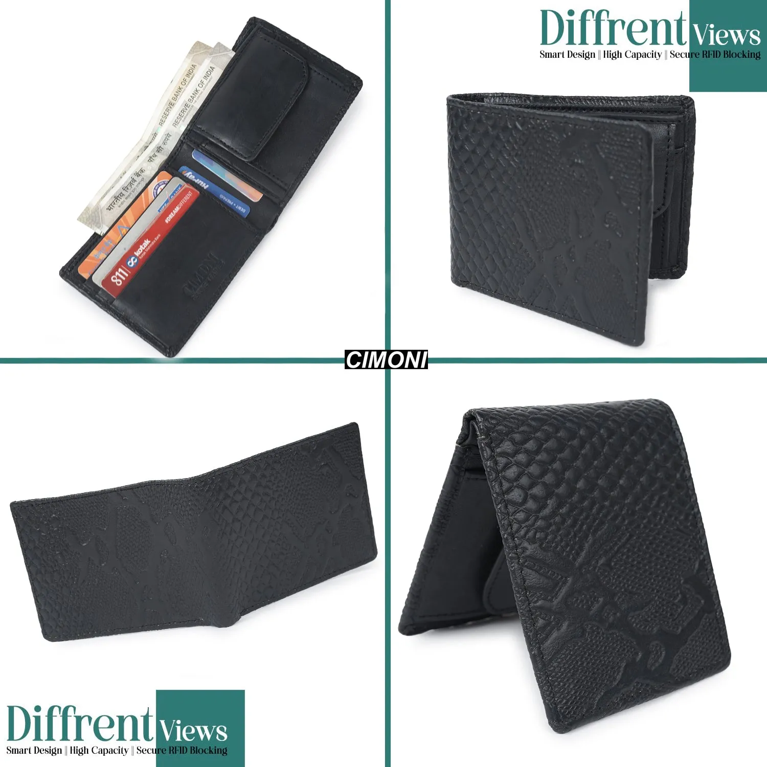 CIMONI Genuine Leather Casual Design Ultra Slim Multiple Credit Cards Slot Wallet for Men