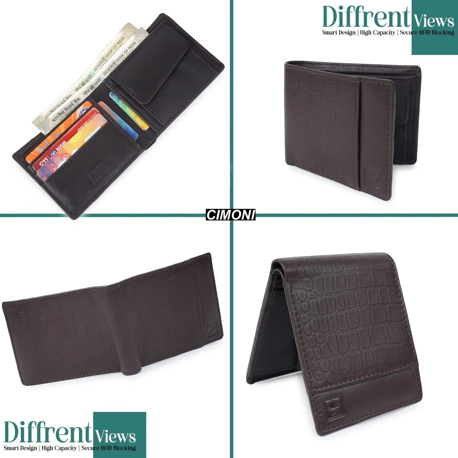 CIMONI Genuine Leather Casual Ultra Slim Multiple Credit Cards Slot Wallet for Men