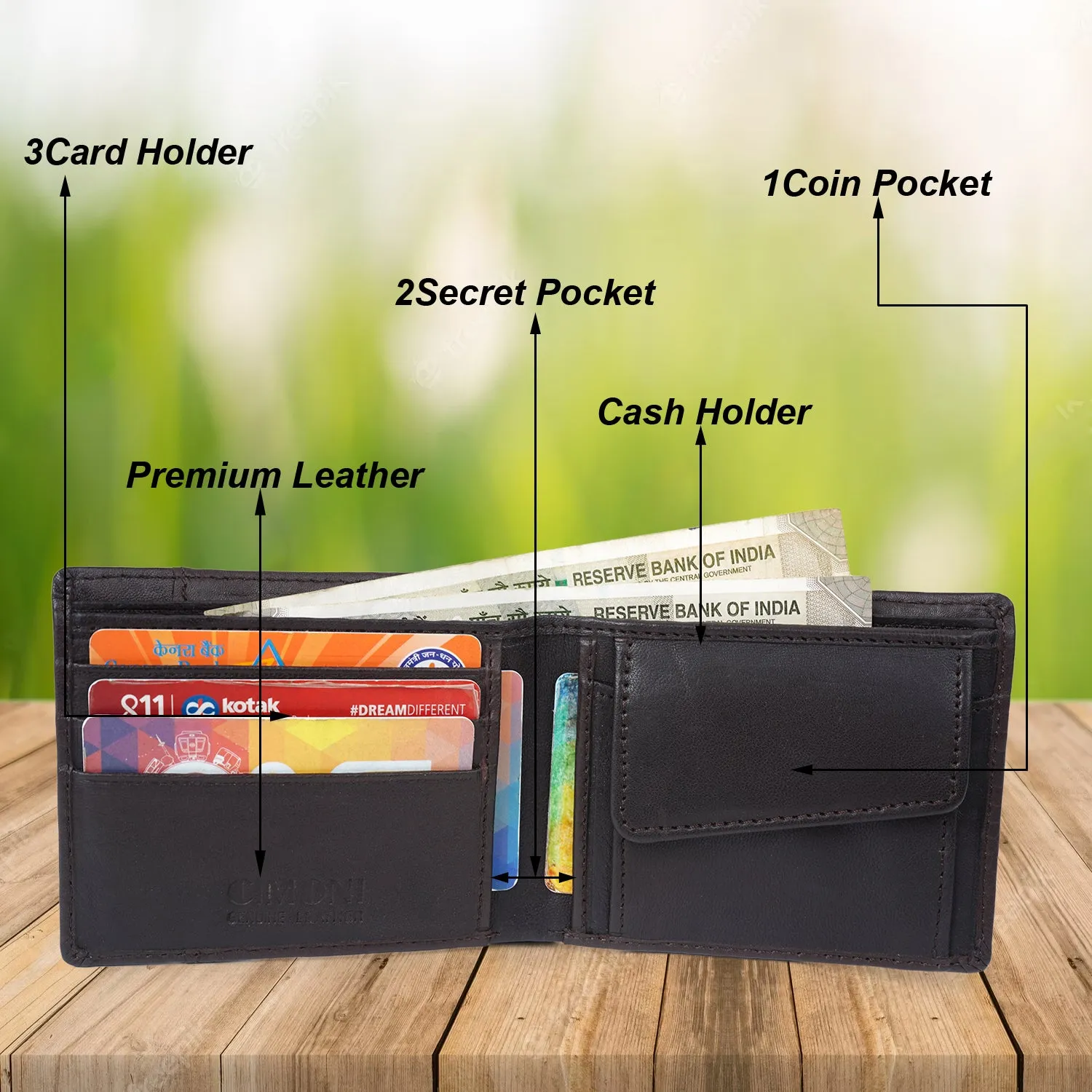 CIMONI Genuine Leather Casual Ultra Slim Multiple Credit Cards Slot Wallet for Men