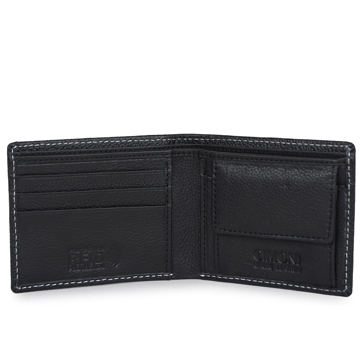 CIMONI RFID Genuine Leather Stylish Credit/5 Debit Card Slots 1 Flap Coin Pocket Wallet for Men