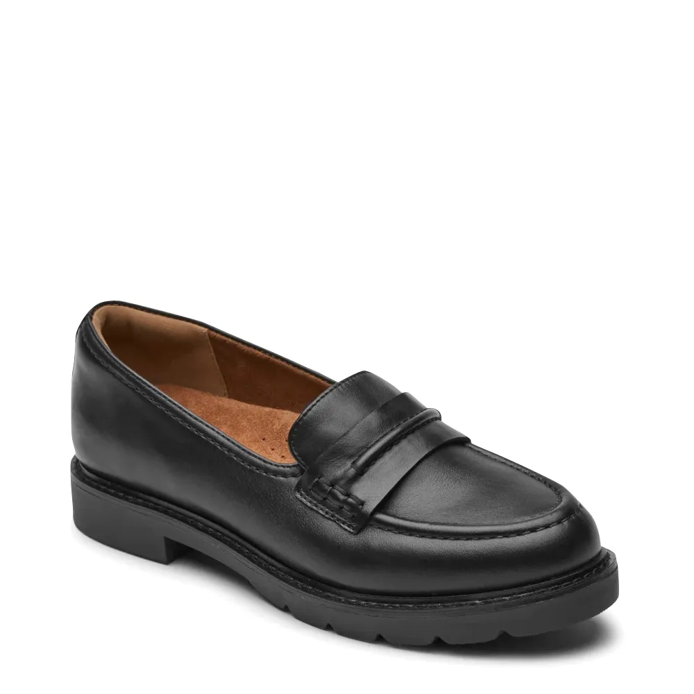 Cobb Hill by Rockport Women's Janney Leather Slip on Loafer (Black)