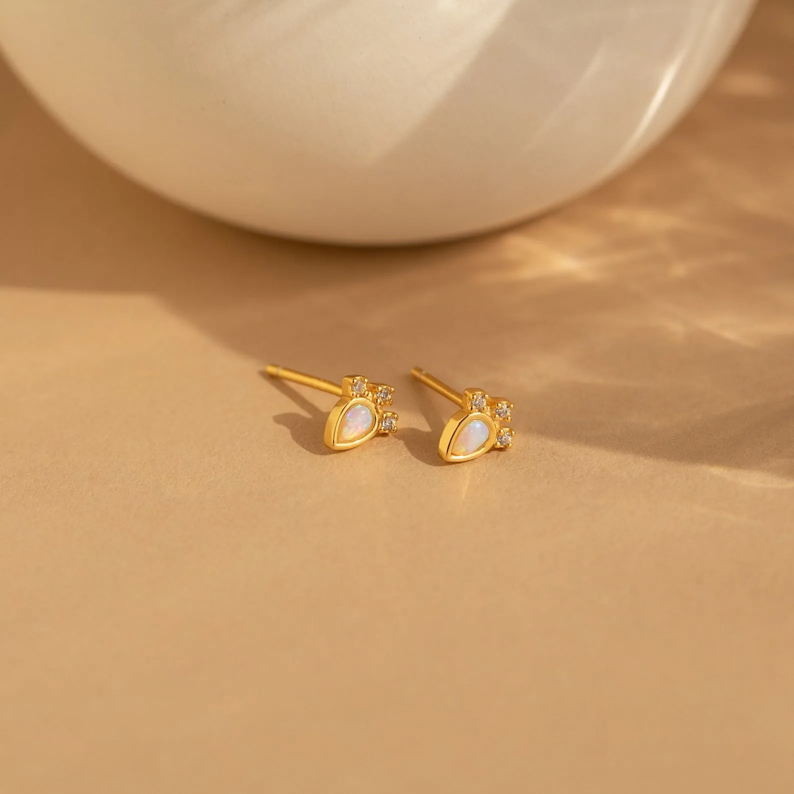 Dainty Opal Teardrop Studs