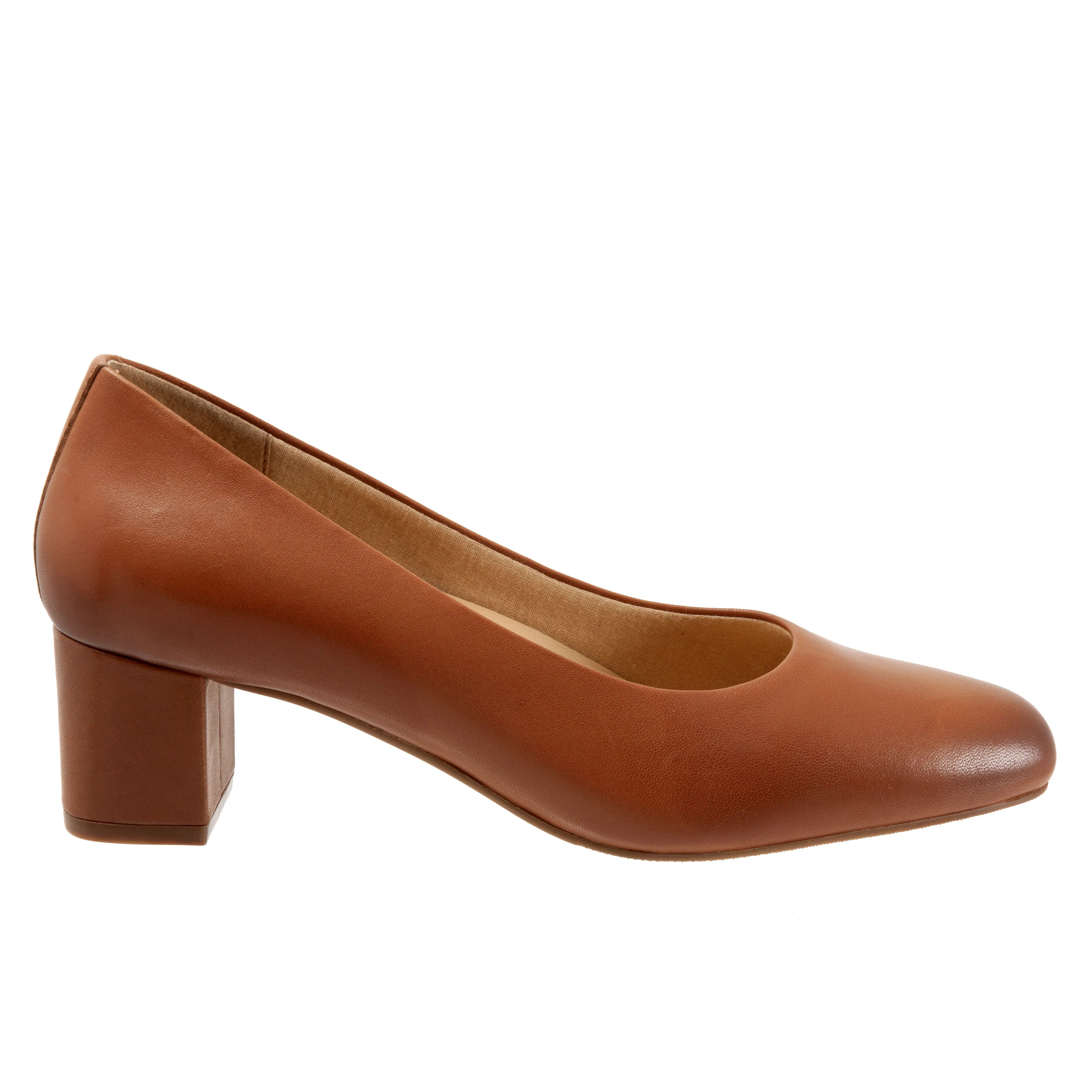 Daria Luggage Leather Mid Block Heel