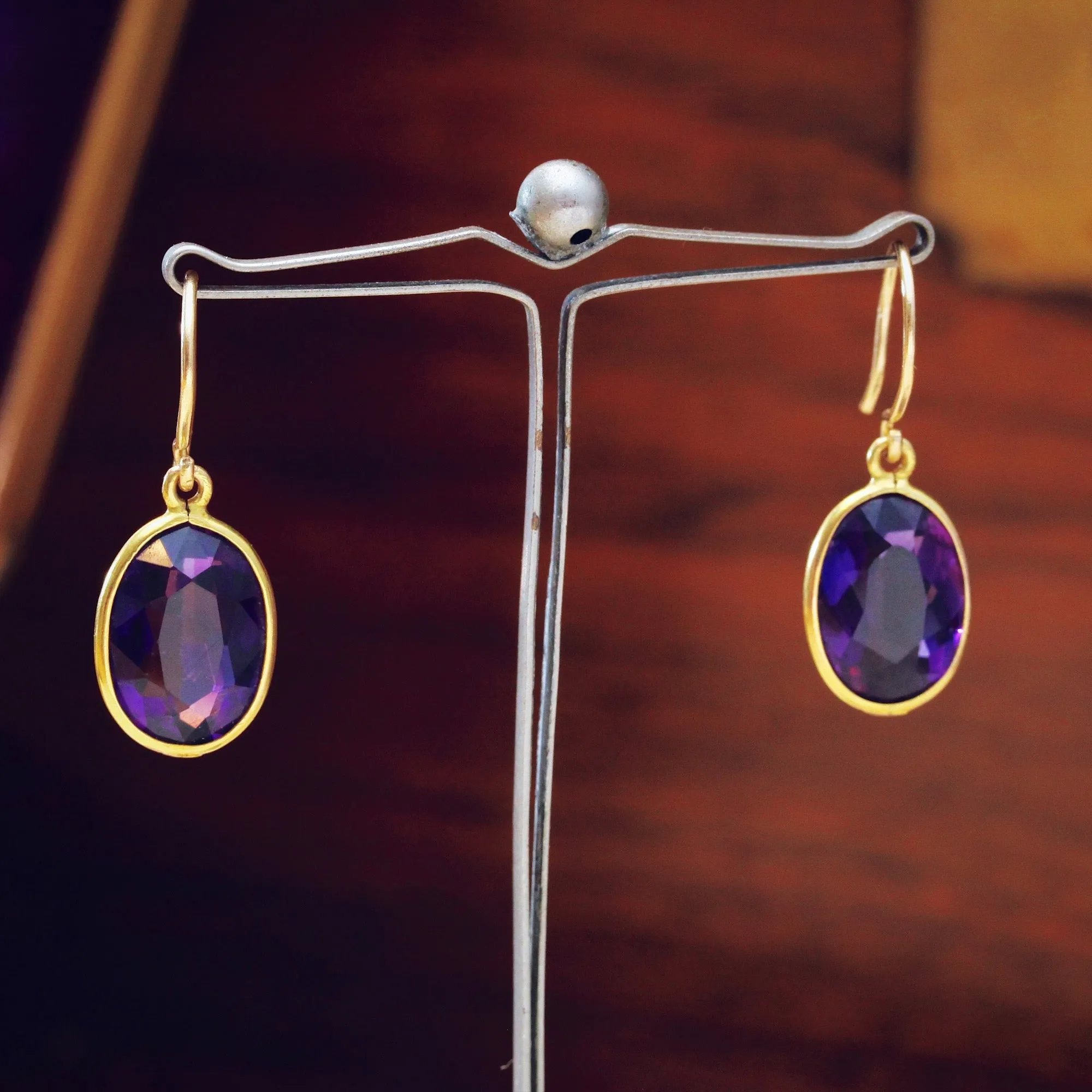 Deepest Purple Faceted Amethyst Drop Earrings