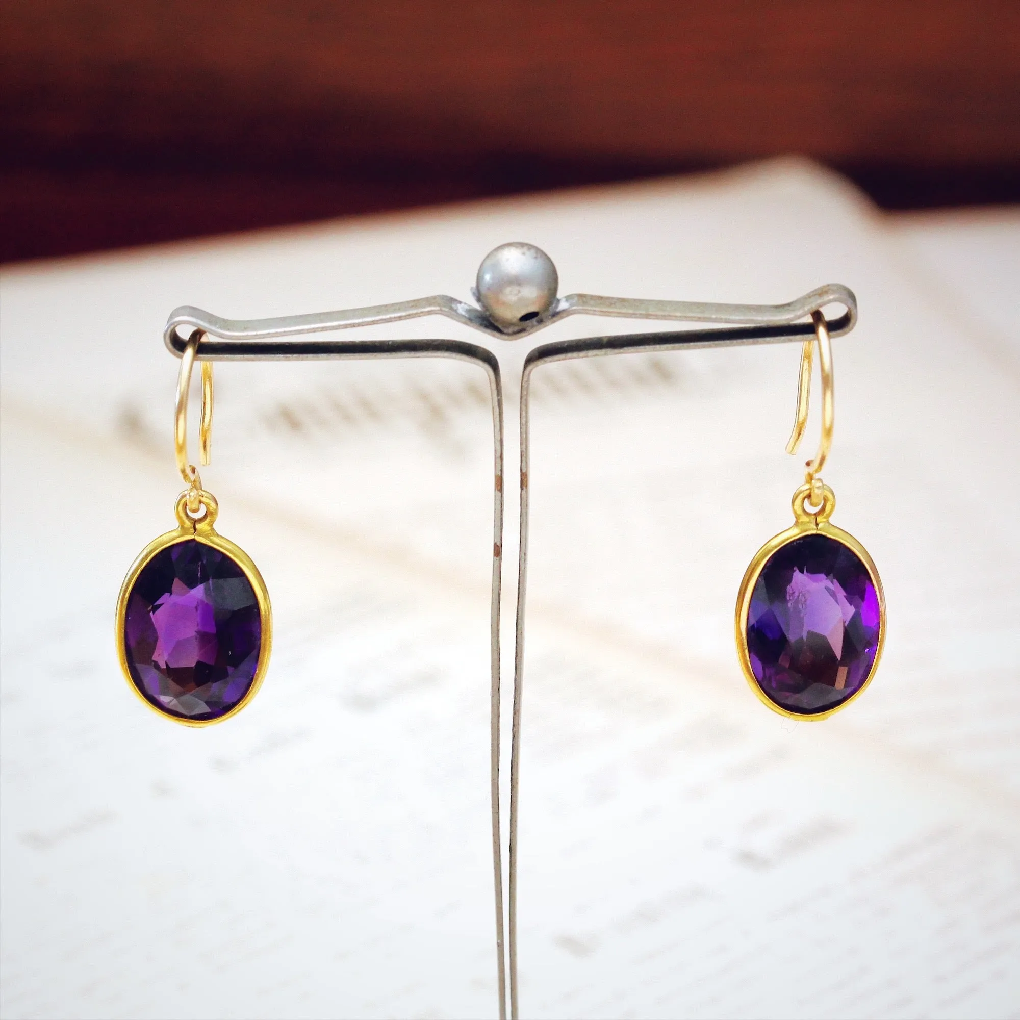 Deepest Purple Faceted Amethyst Drop Earrings