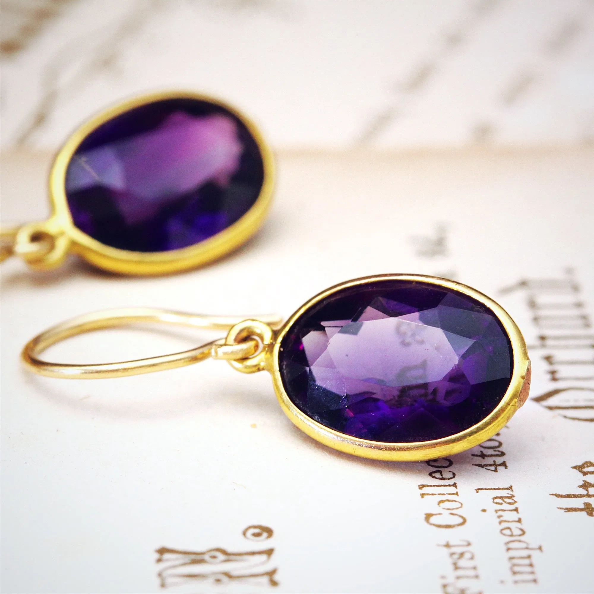 Deepest Purple Faceted Amethyst Drop Earrings