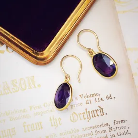 Deepest Purple Faceted Amethyst Drop Earrings