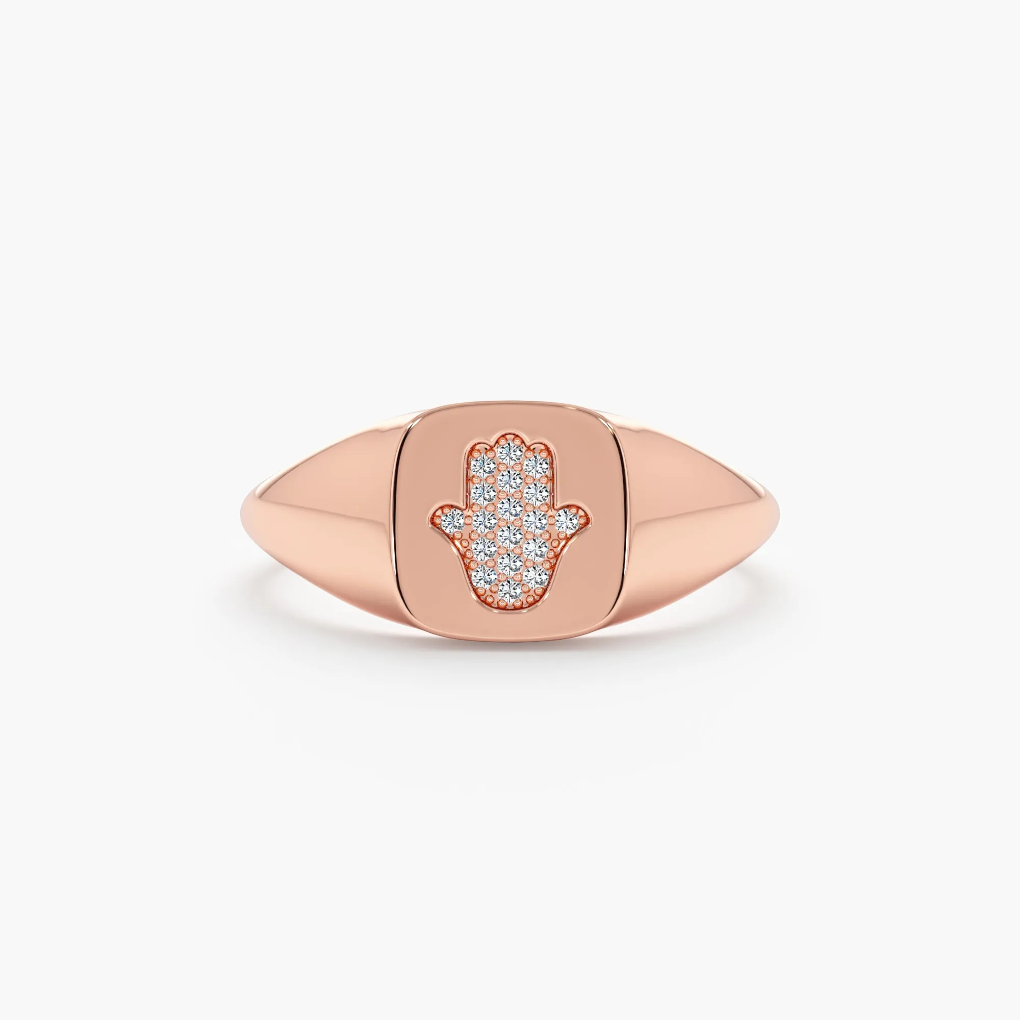 Diamond Hamsa Signet Ring, Giselle