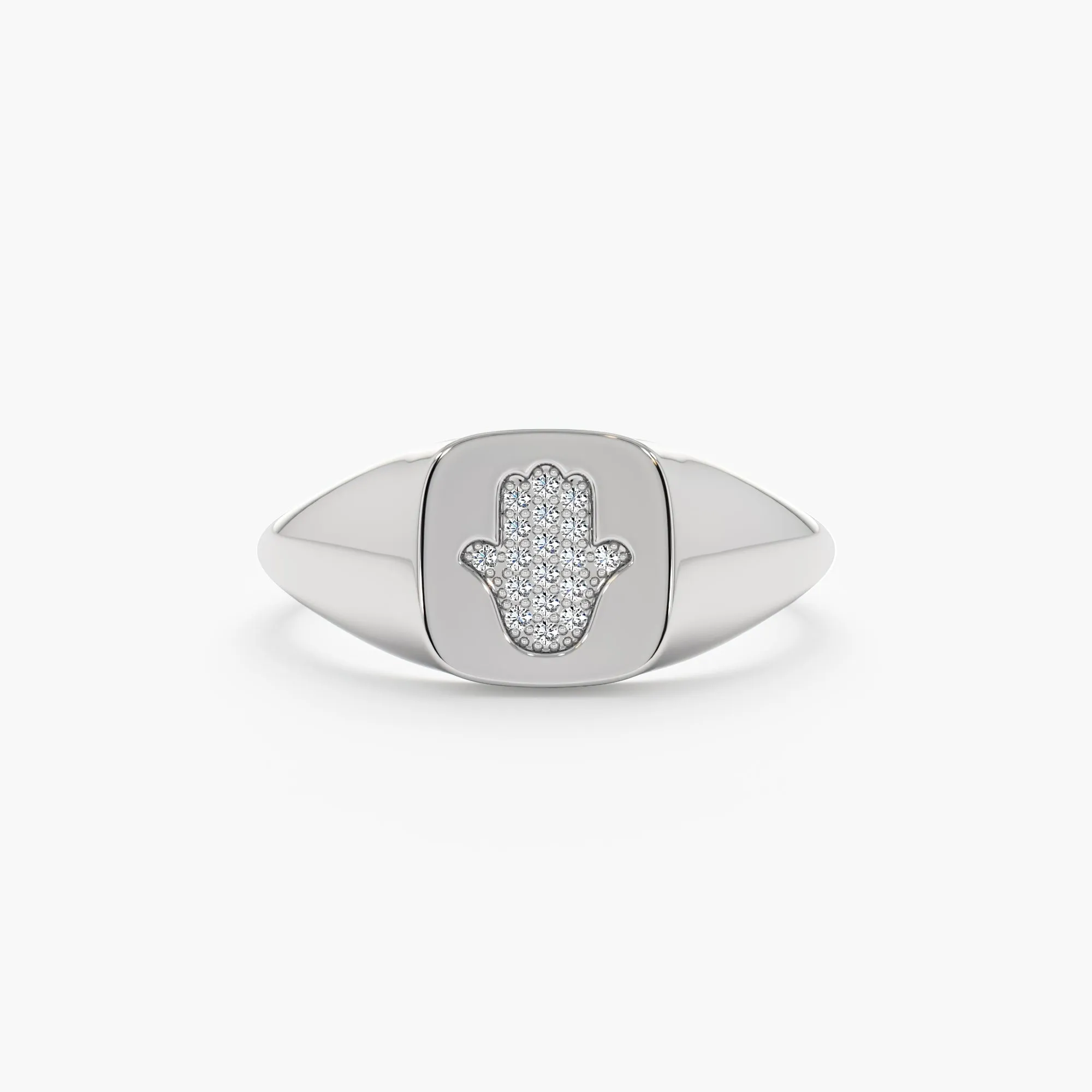 Diamond Hamsa Signet Ring, Giselle