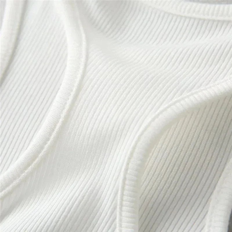 DressBetty - 2024 Sexy White Ribbed Knit Top for Women