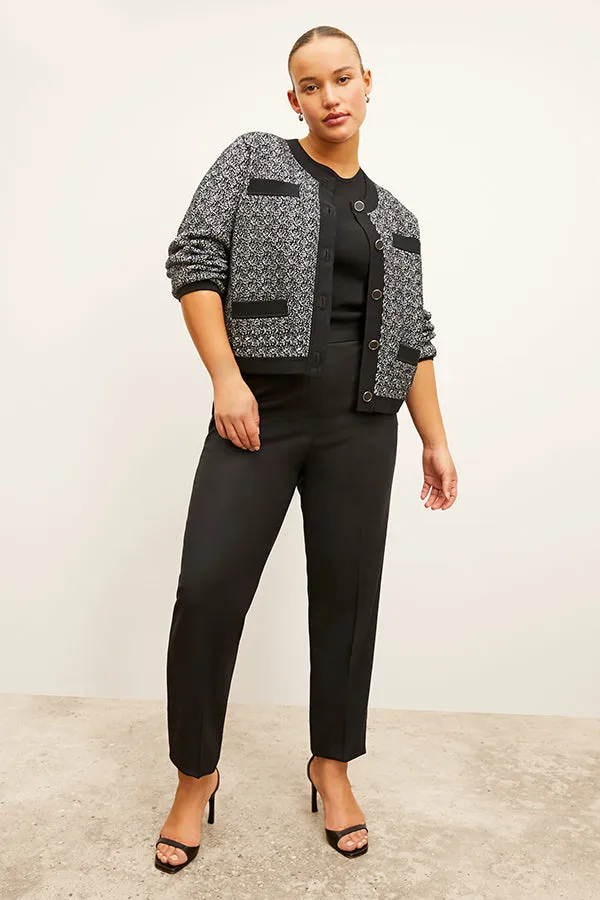 Evangeline Jardigan - Boucle Jardigan Knit :: Black/Ivory