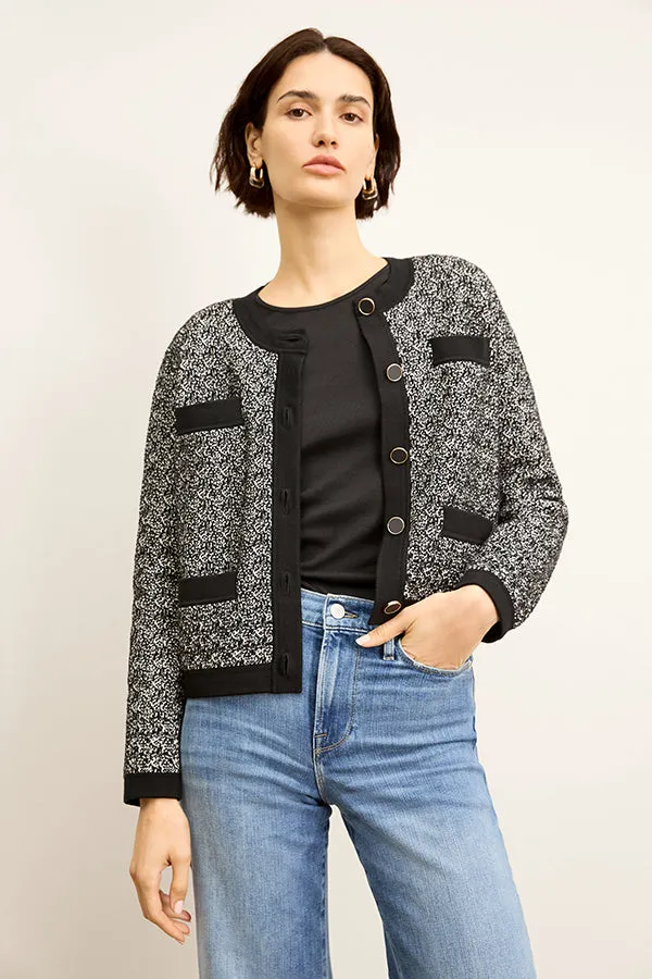 Evangeline Jardigan - Boucle Jardigan Knit :: Black/Ivory