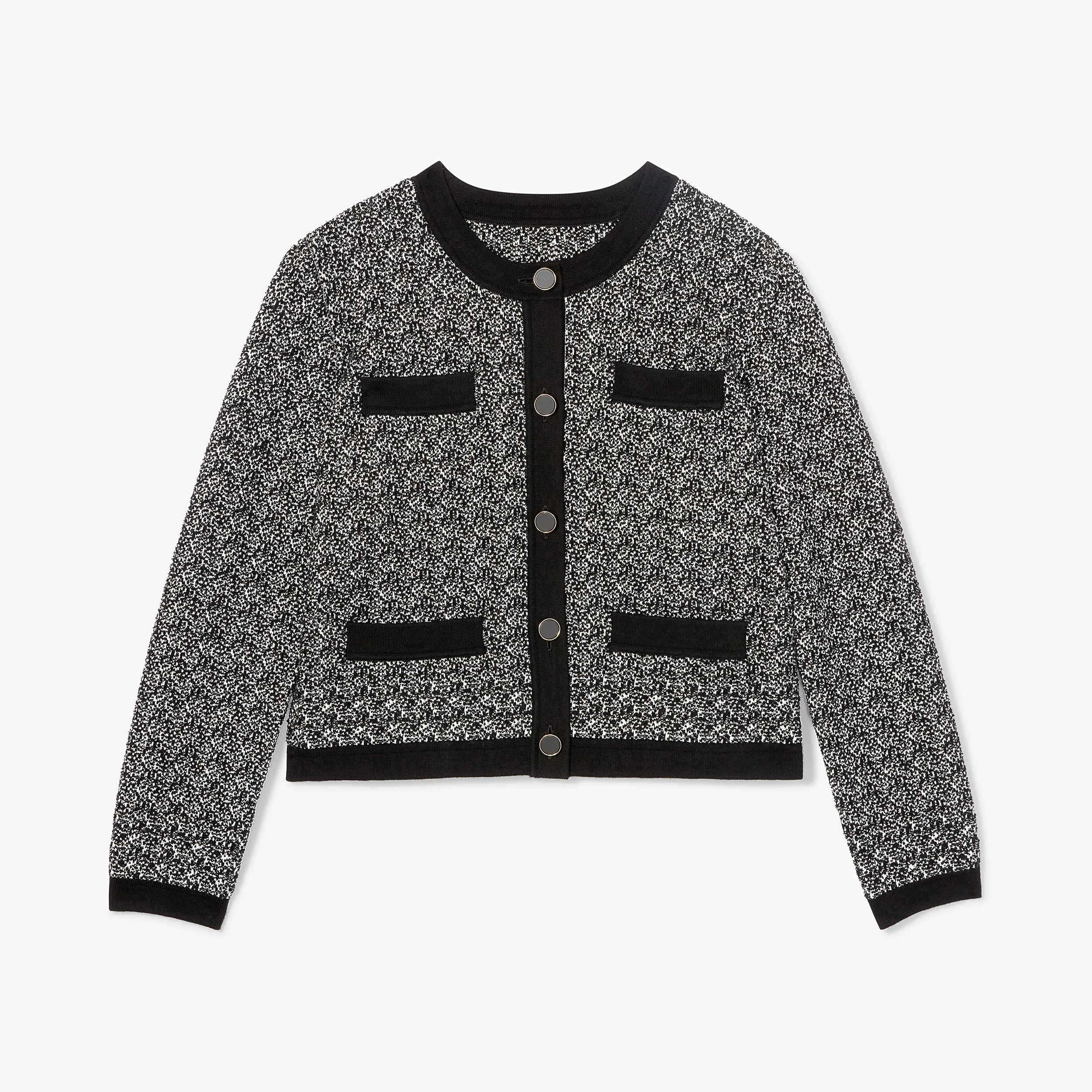 Evangeline Jardigan - Boucle Jardigan Knit :: Black/Ivory