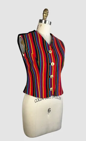 GIANNI VERSACE VERSUS 90s Striped Velveteen and Suede Vest • Small