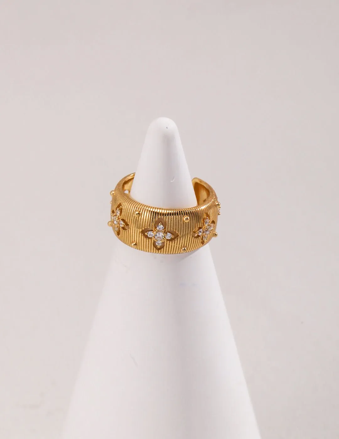 Gold Sterling Silver Simple Zircon Rings