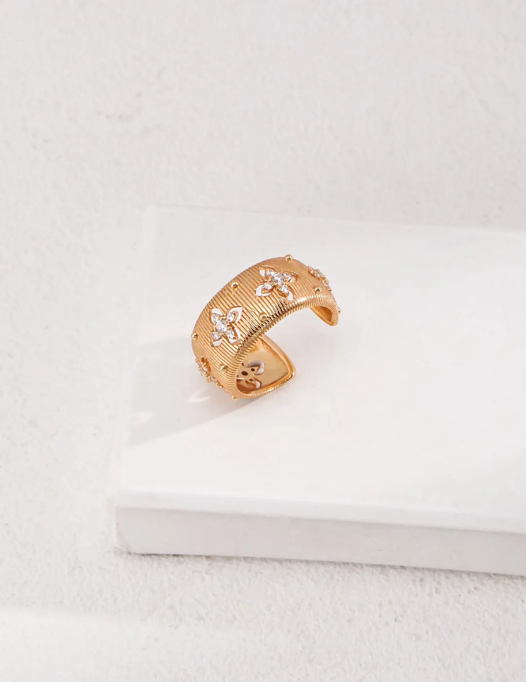 Gold Sterling Silver Simple Zircon Rings