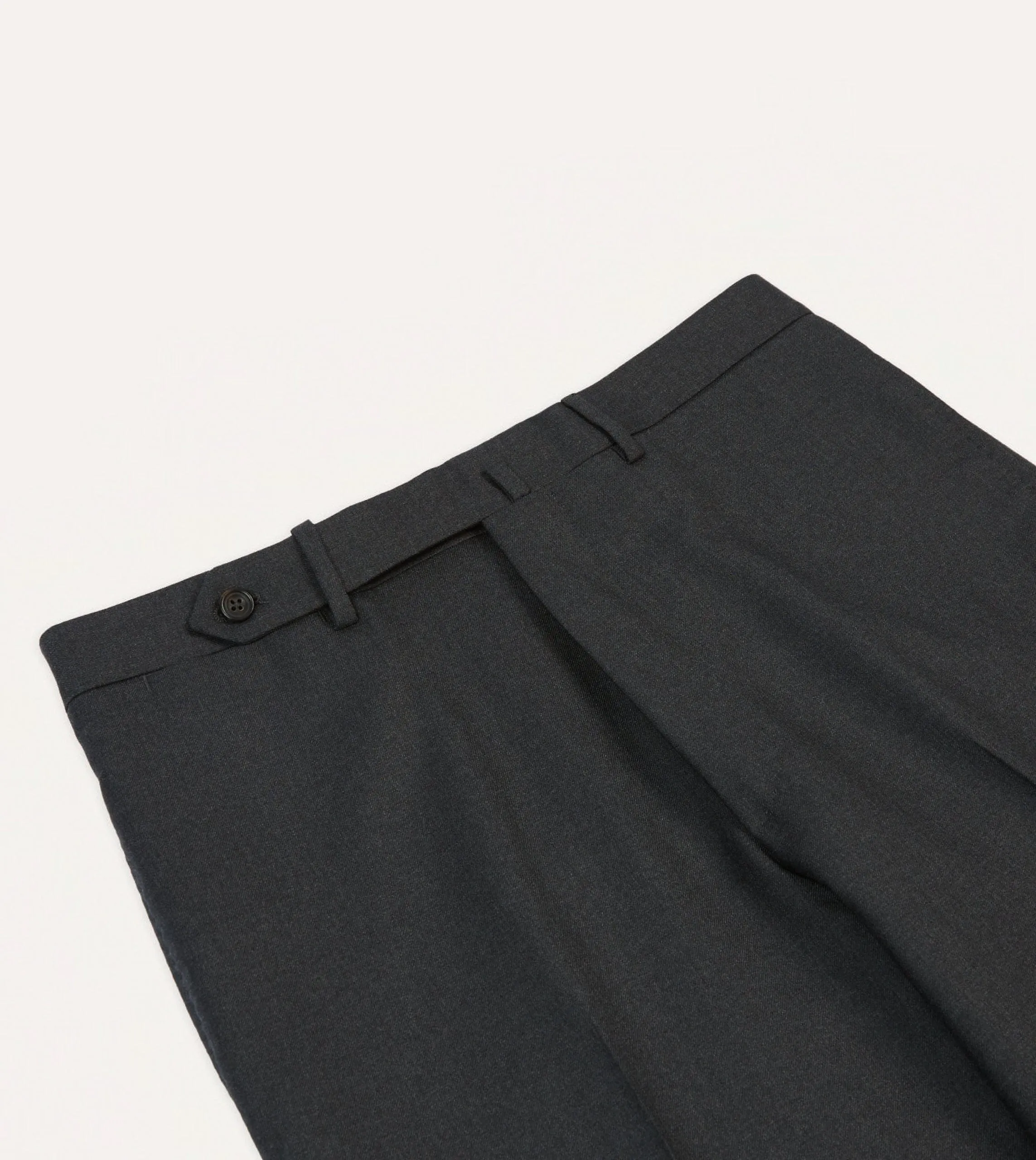 Grey Worsted Wool Flat Front Trouser