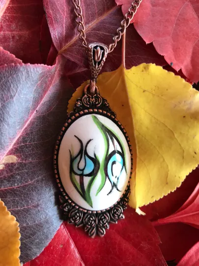 Hand Crafted Floral Theme Pendant - Unique Hand Painted Jewelry