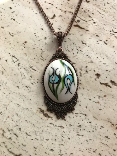 Hand Crafted Floral Theme Pendant - Unique Hand Painted Jewelry