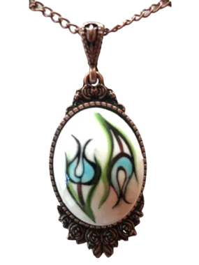 Hand Crafted Floral Theme Pendant - Unique Hand Painted Jewelry