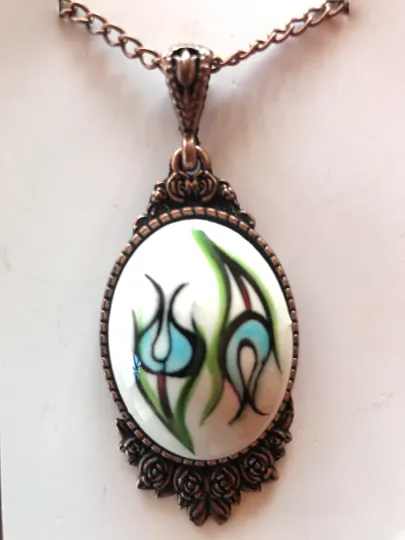 Hand Crafted Floral Theme Pendant - Unique Hand Painted Jewelry