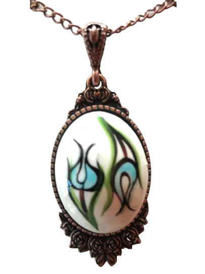 Hand Crafted Floral Theme Pendant - Unique Hand Painted Jewelry