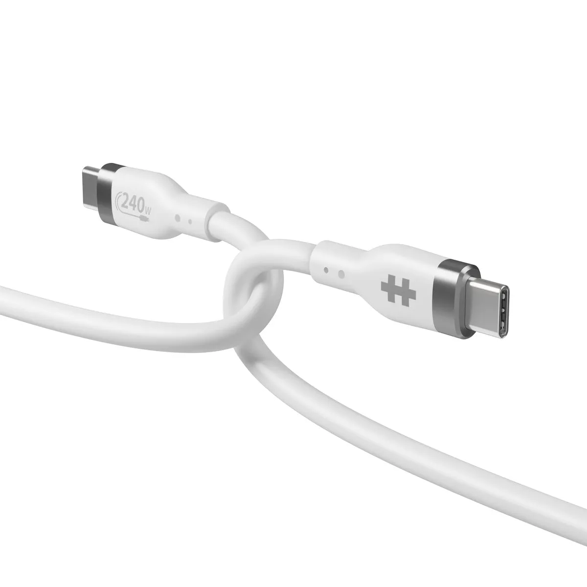 HyperJuice 240W Silicone USB-C to USB-C Cable (3ft/1m) - White