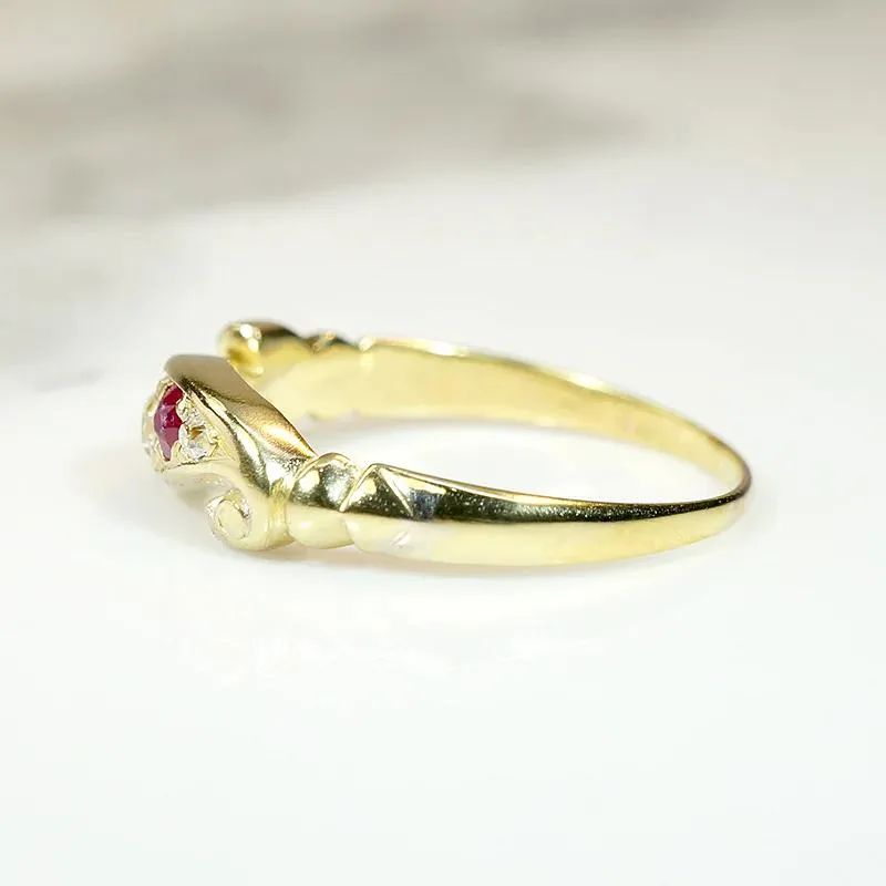 Jaunty Diamond & Ruby 18ct English Band