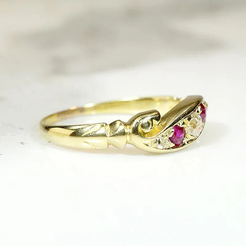 Jaunty Diamond & Ruby 18ct English Band