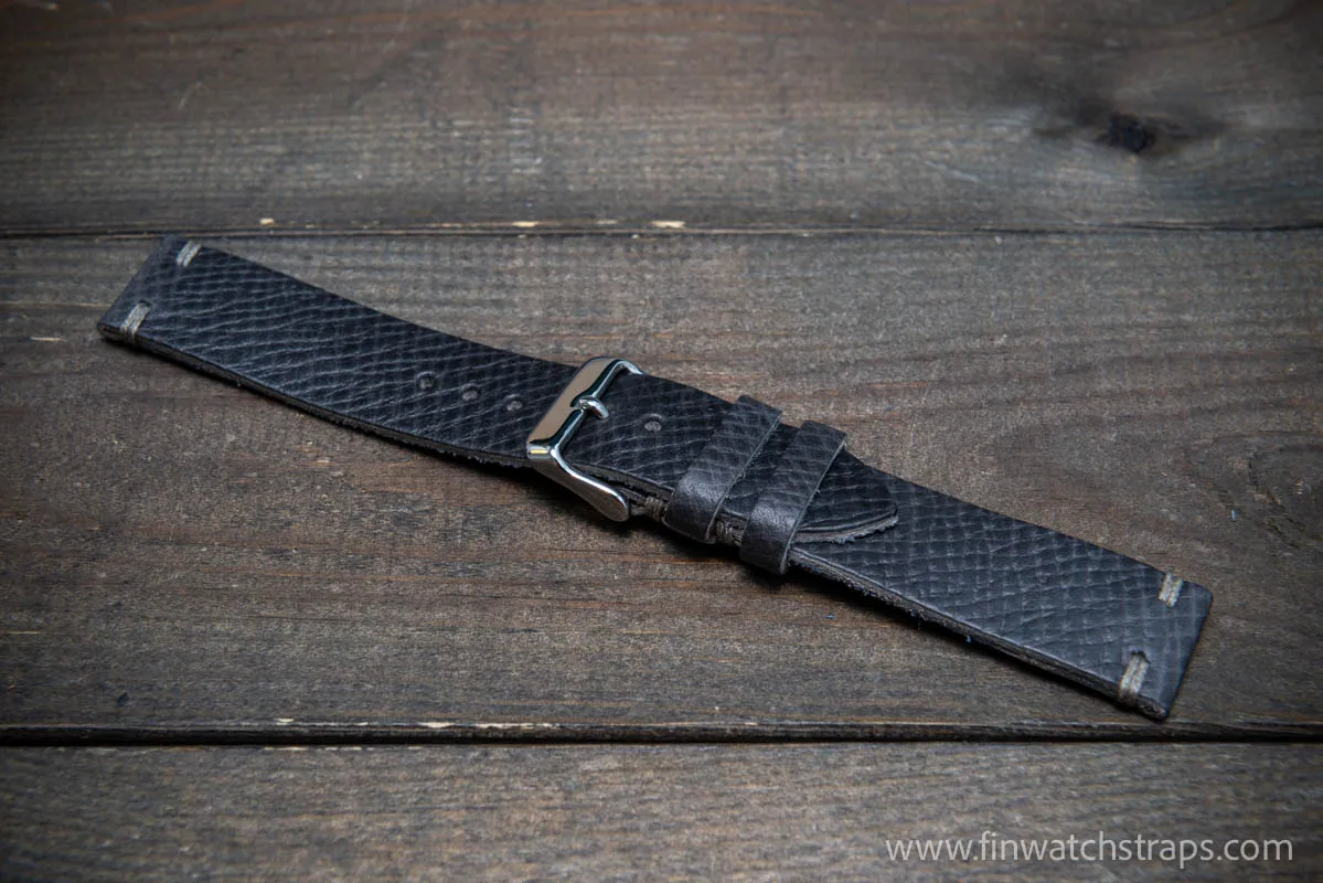 Leather watch strap, hatch grained Horween Russia calf. Handmade in Finland to order.