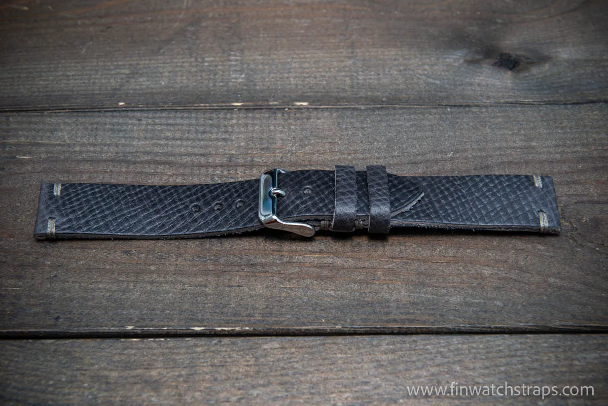 Leather watch strap, hatch grained Horween Russia calf. Handmade in Finland to order.