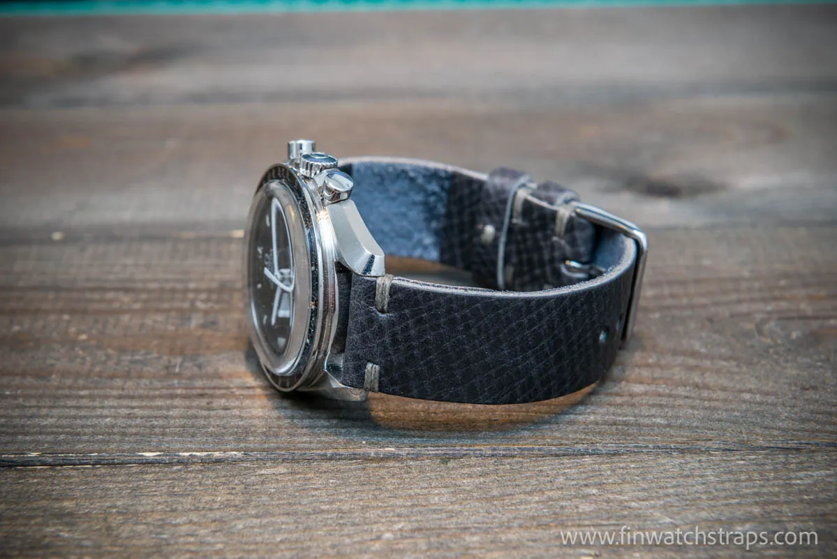 Leather watch strap, hatch grained Horween Russia calf. Handmade in Finland to order.