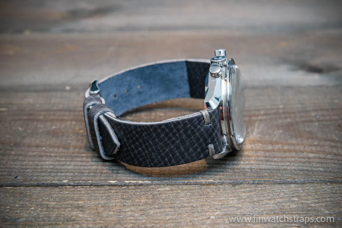 Leather watch strap, hatch grained Horween Russia calf. Handmade in Finland to order.